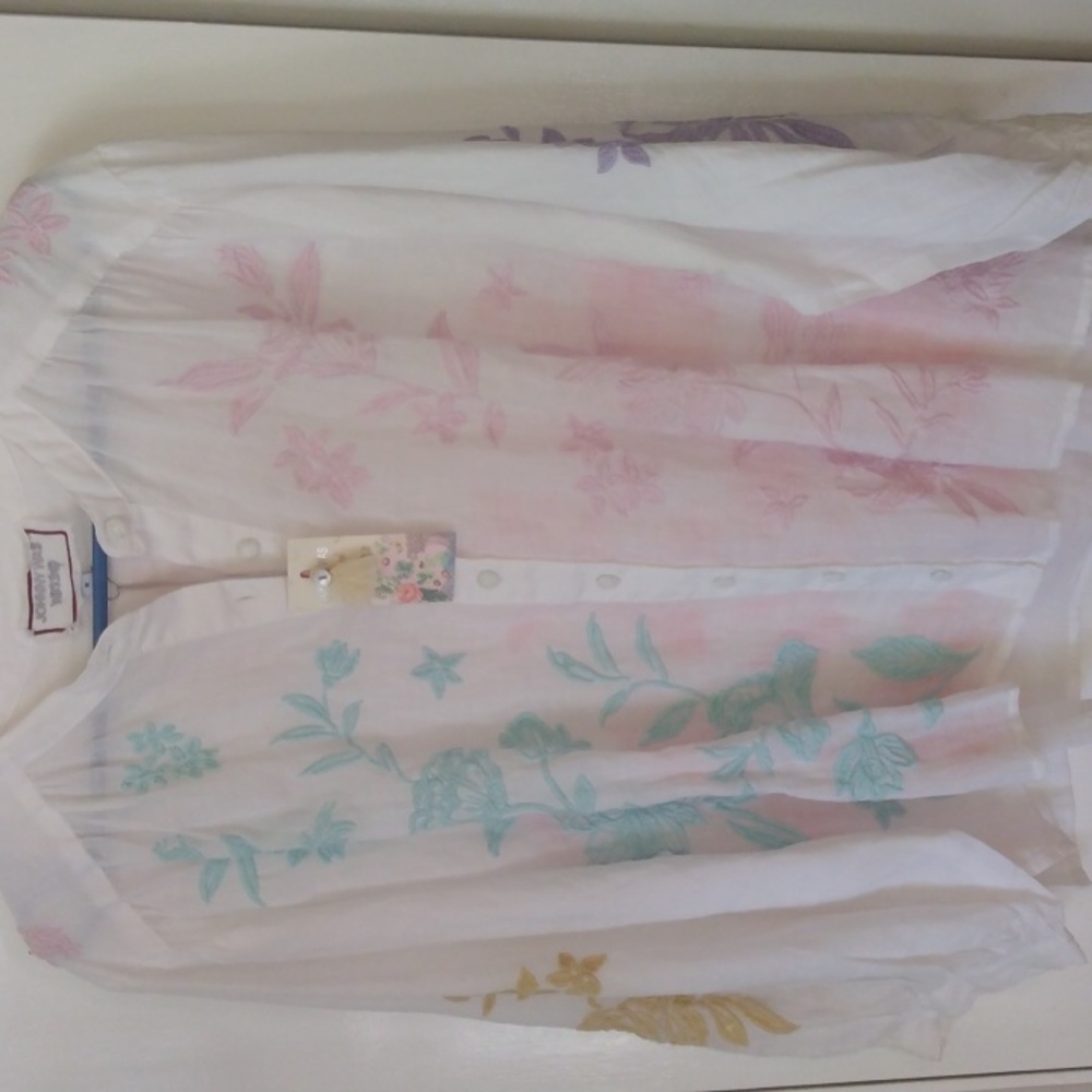 Johnny Was Multicolor Floral Embroidered Blouse
